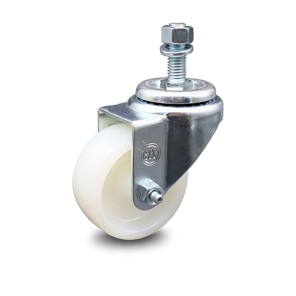 3 Inch Nylon Wheel Swivel 12mm Threaded Stem Caster